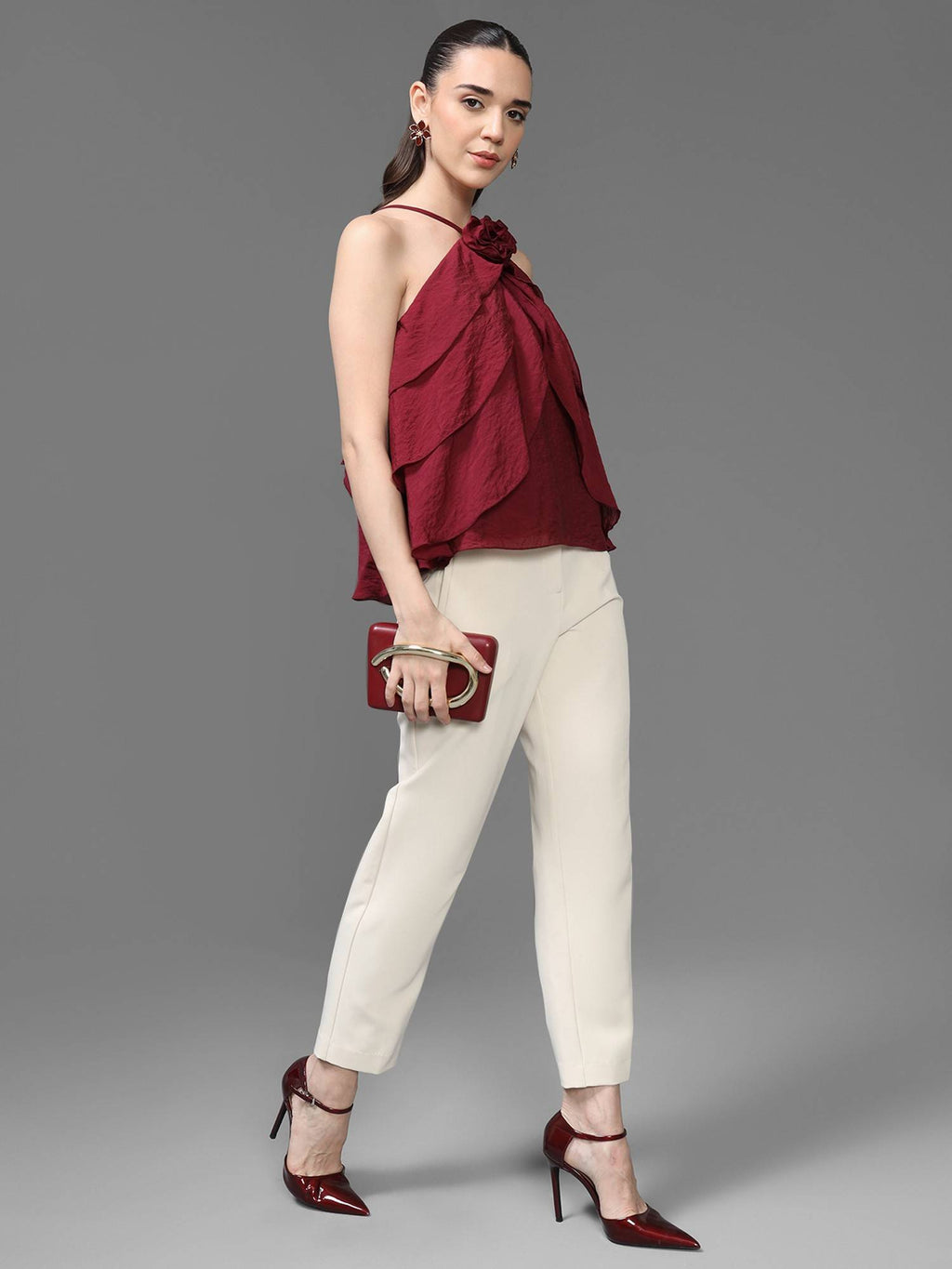 Maroon Athena Top | HT67 - view 3