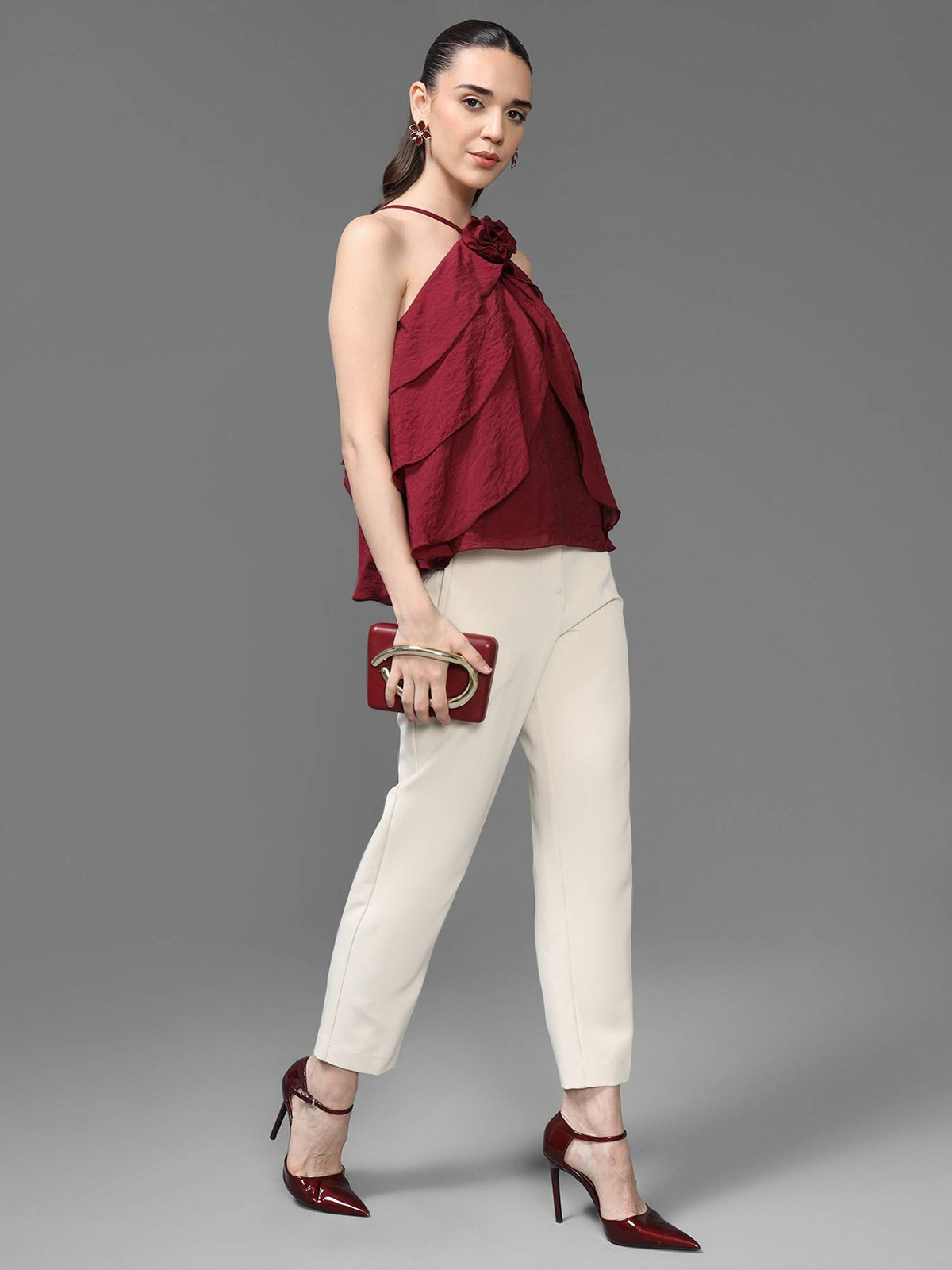 Maroon Athena Top | HT67 - view 3
