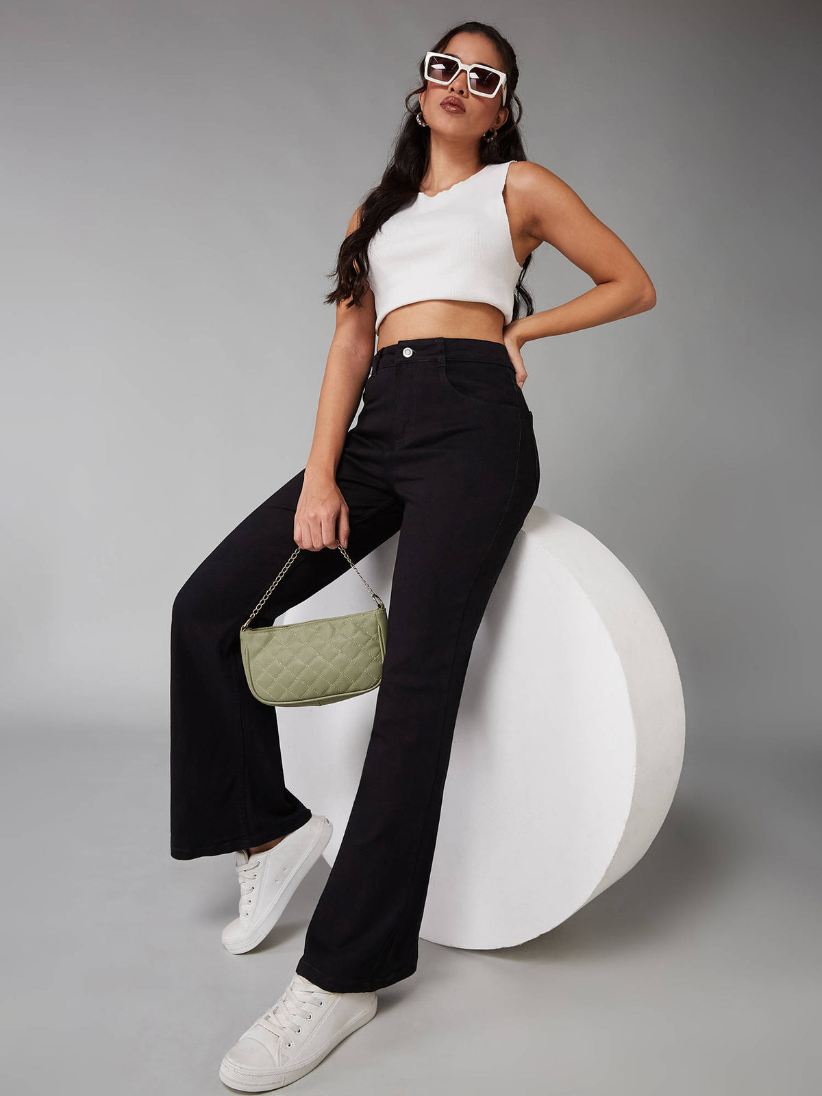 Women Black Bootcut High Rise Regular Stretchable Jeans | BT10 - view 1