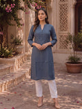 Women Grey Solid Kurta | KDG - view 1