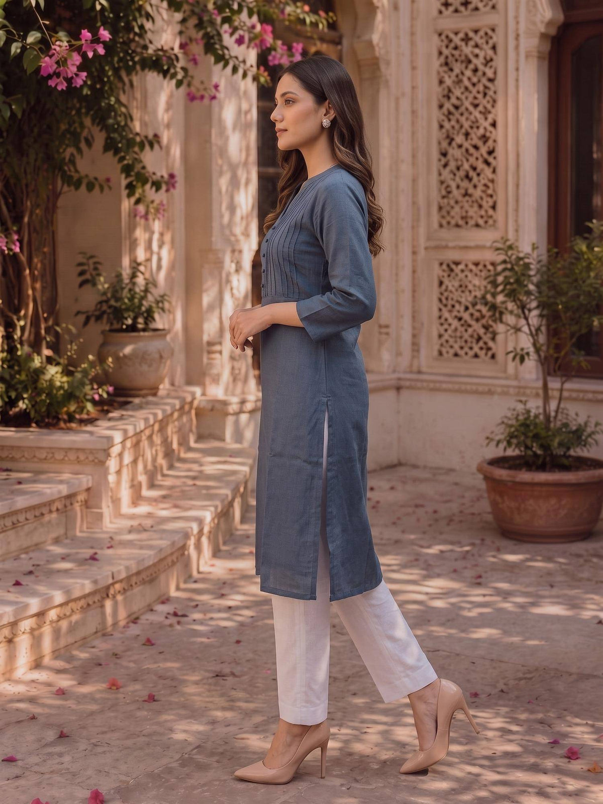Women Grey Solid Kurta | FY93 - view 2