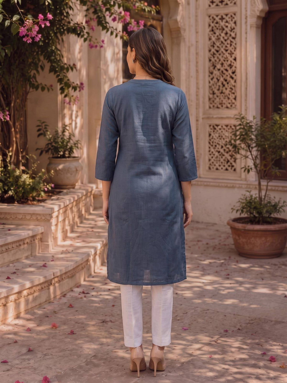 Women Grey Solid Kurta | KDG - view 3