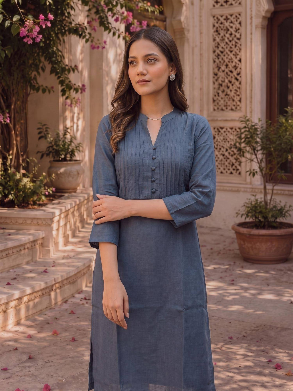 Women Grey Solid Kurta | KDG - view 4