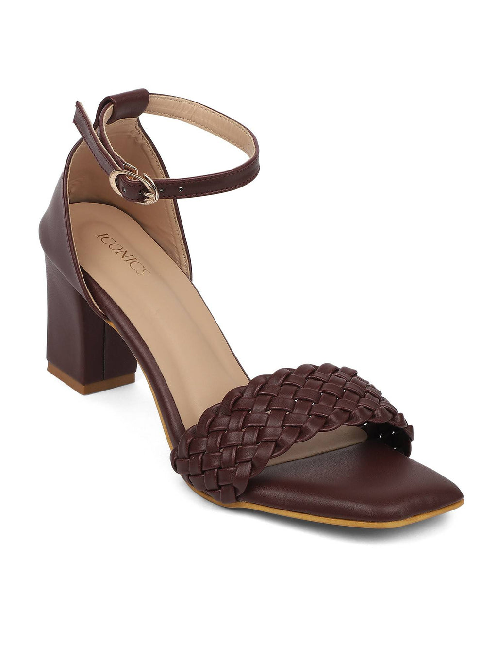 Maroon Women Woven Design Heels | H78 - view 1