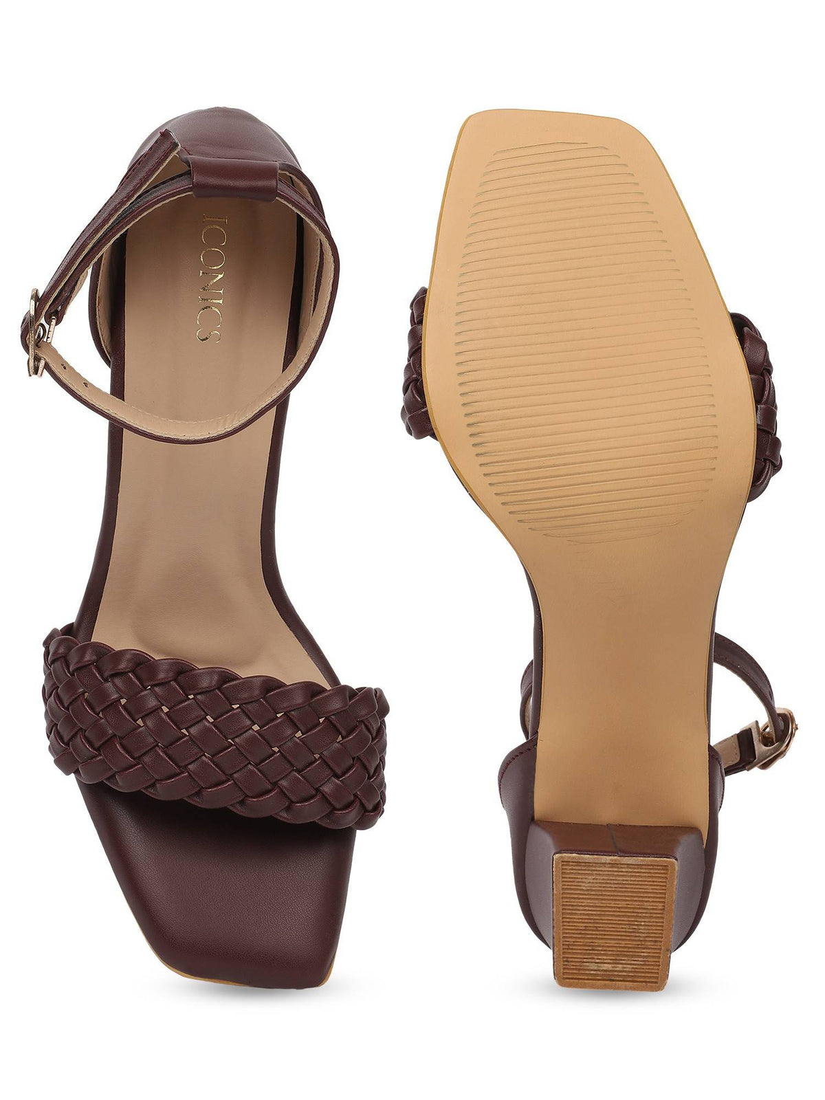 Maroon Women Woven Design Heels | H78 - view 4