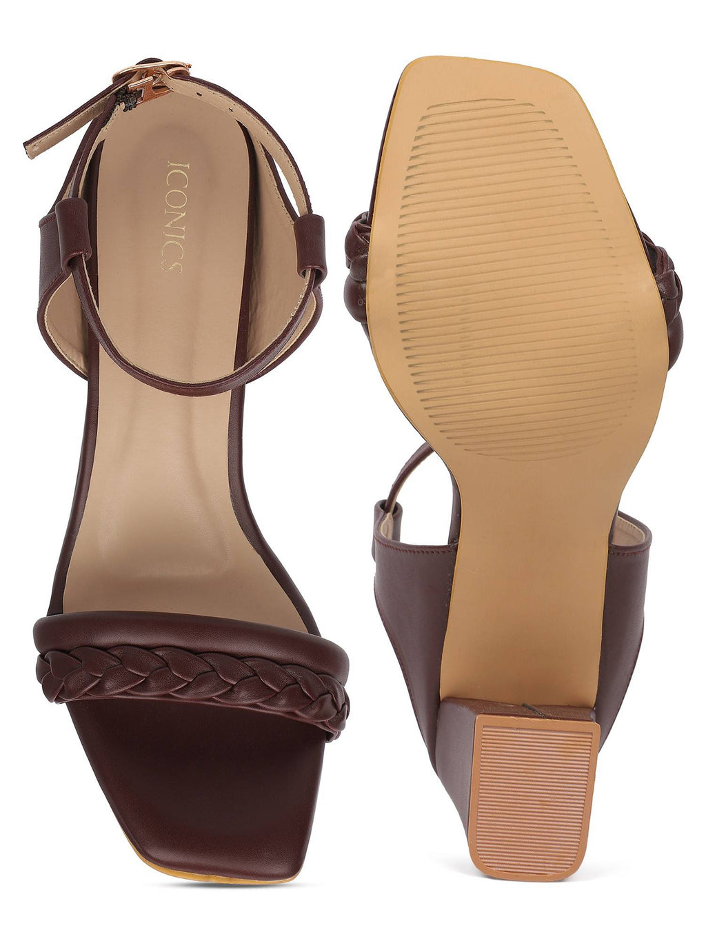 Maroon Women Braided Design Heels | H78 - view 4