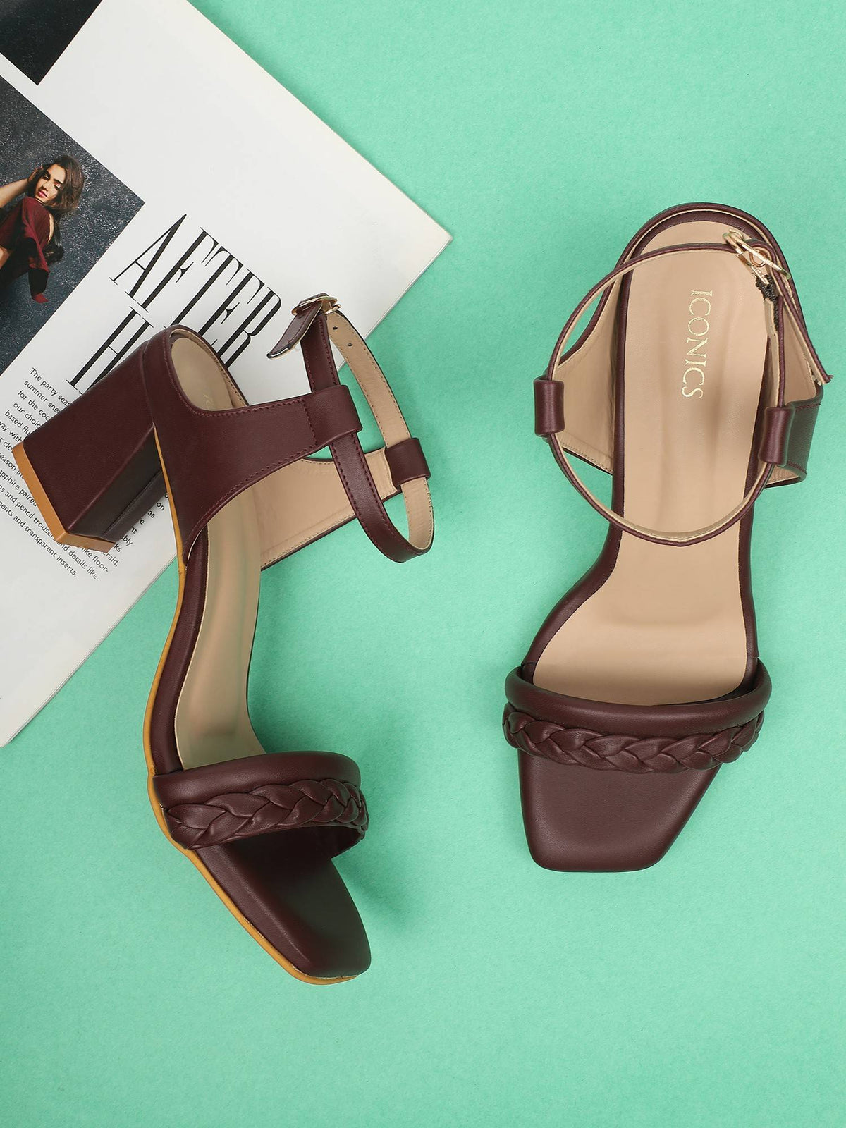 Maroon Women Braided Design Heels | H78 - view 6