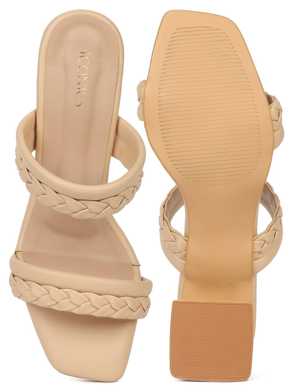 Beige Women Braided Heels | H78 - view 4