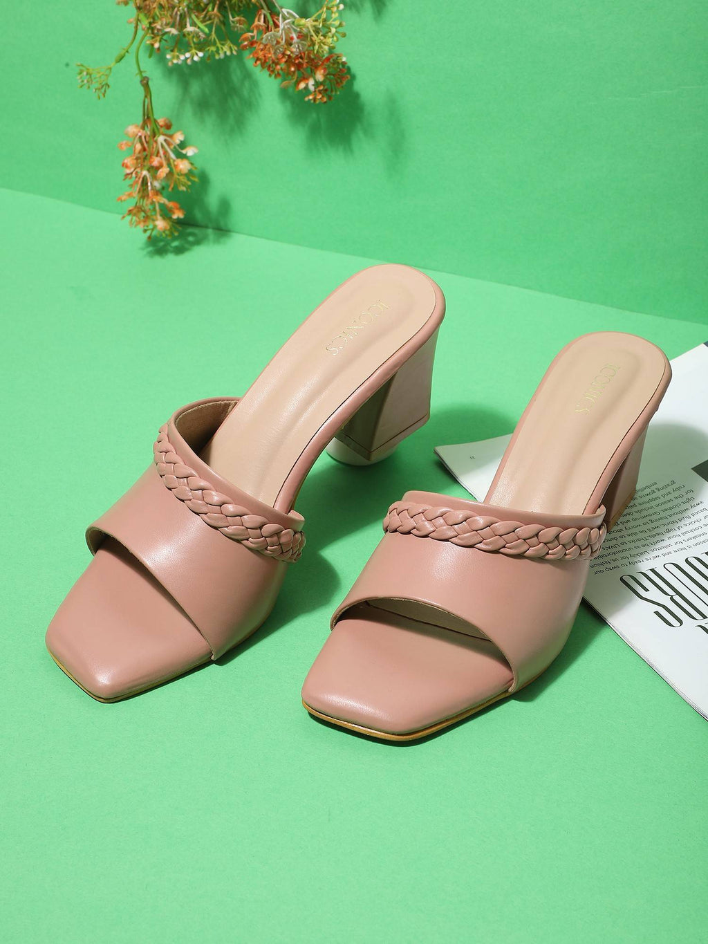 Pink Women Braided Heels | H78 - view 6
