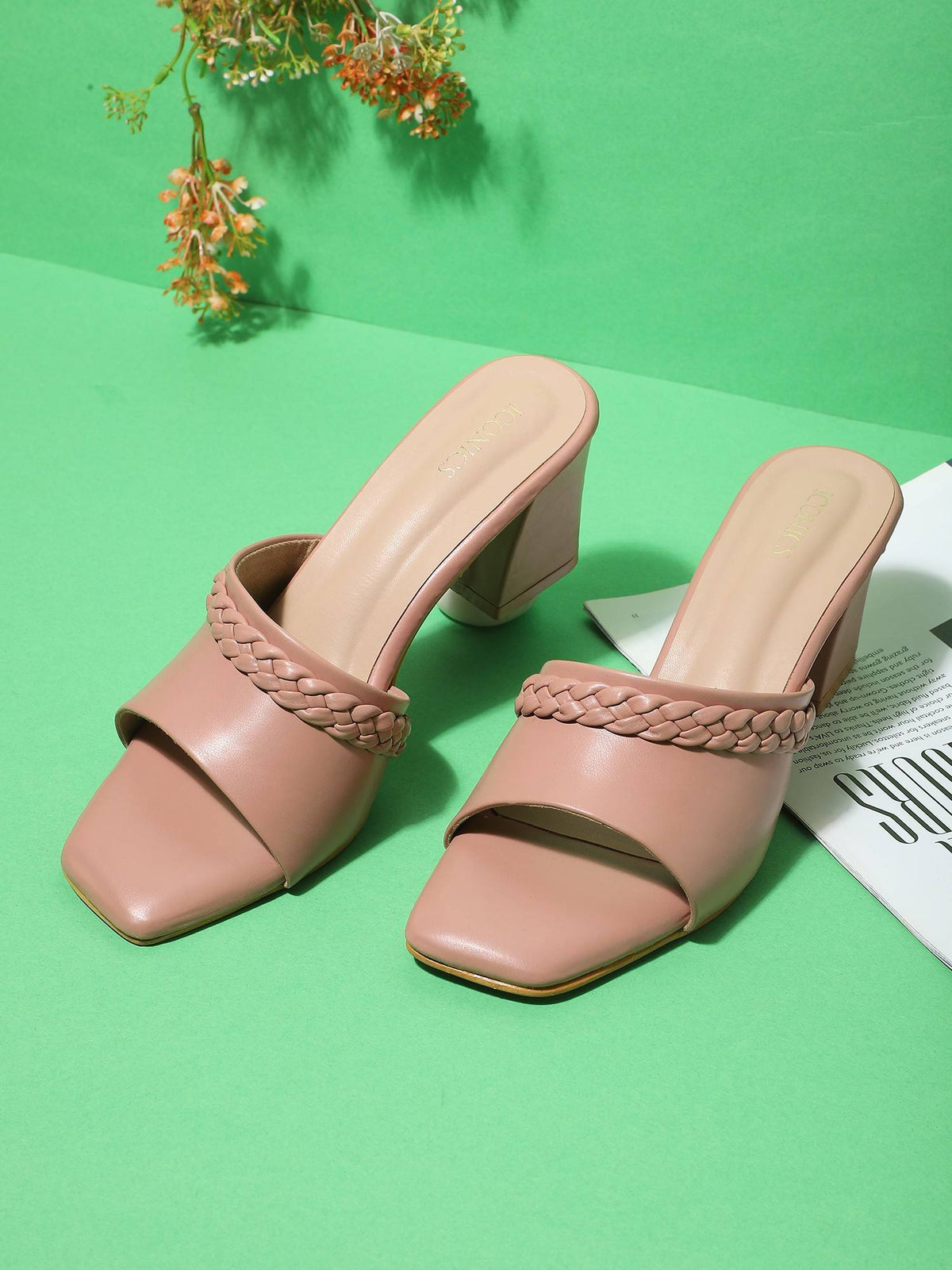 Pink Women Braided Heels | H78 - view 6