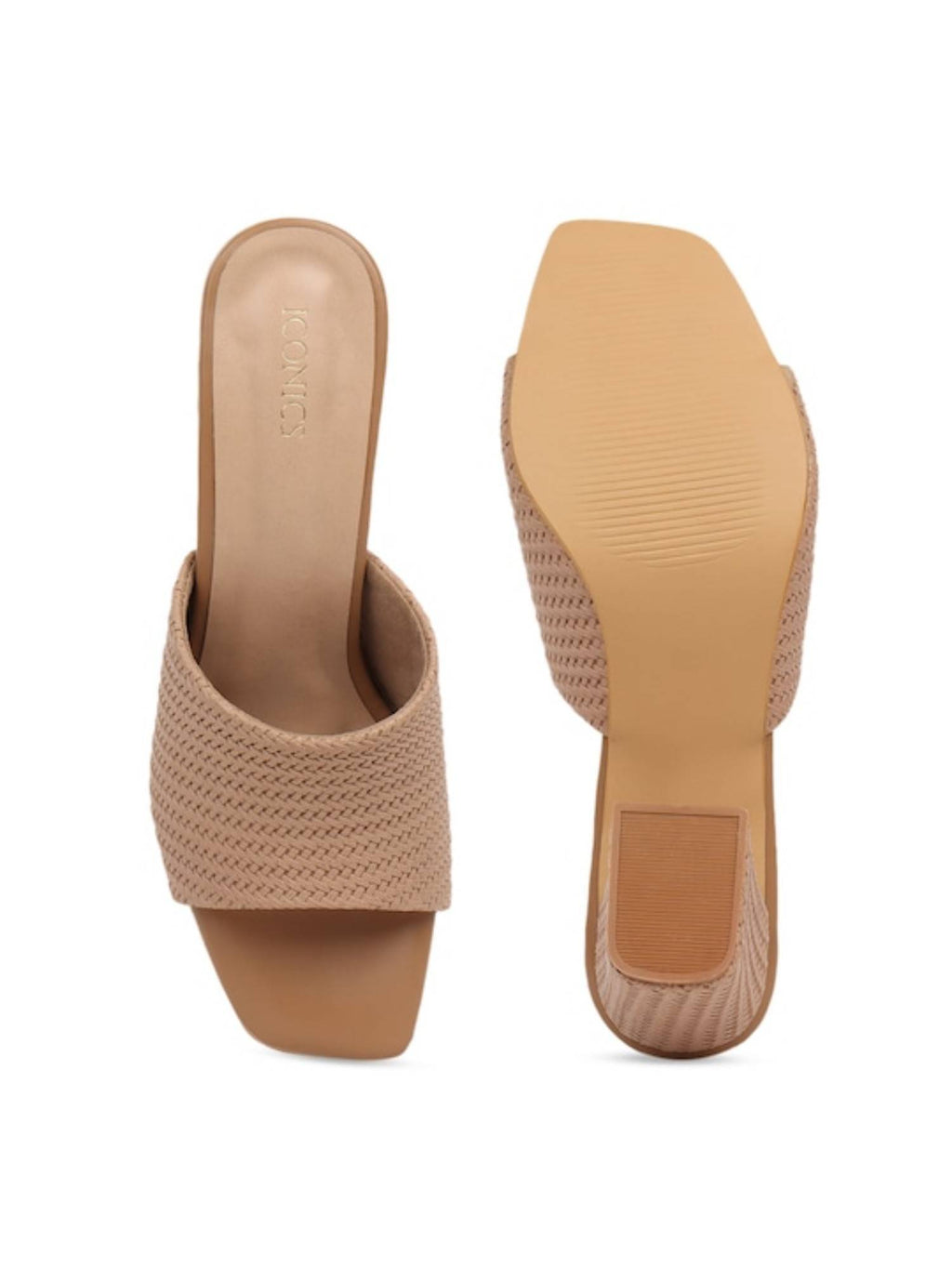 Camel Women Woven Design Heels | H78 - view 5