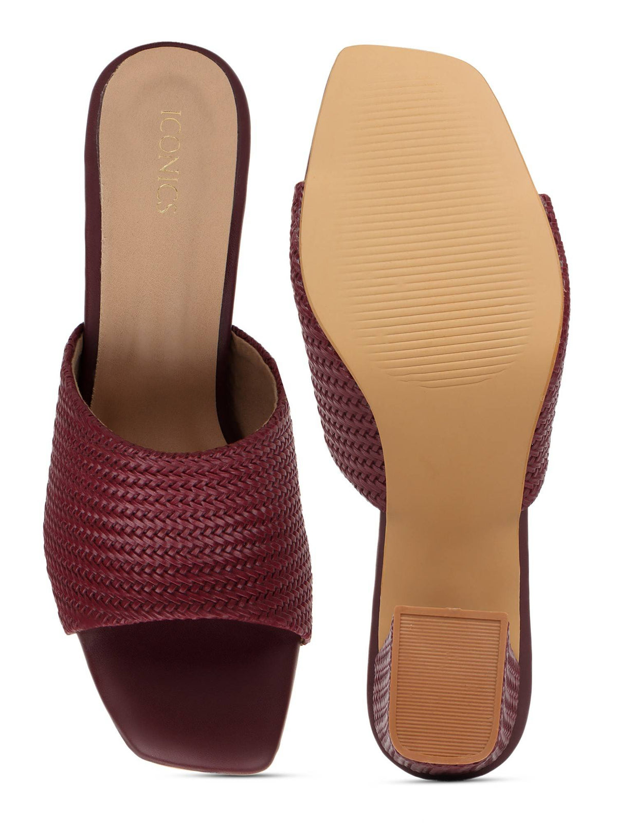Maroon Women Woven Design Heels | H78 - view 4