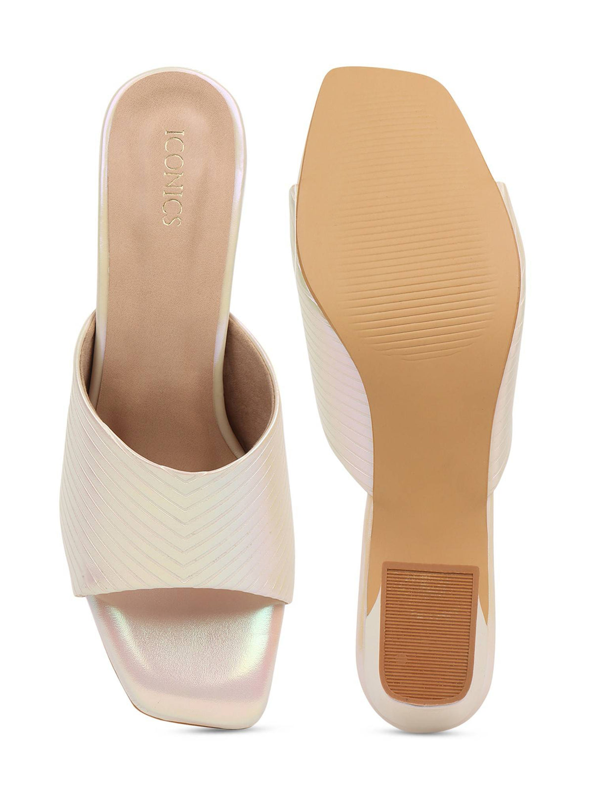 Gold Women Textured Heels | H78 - view 4