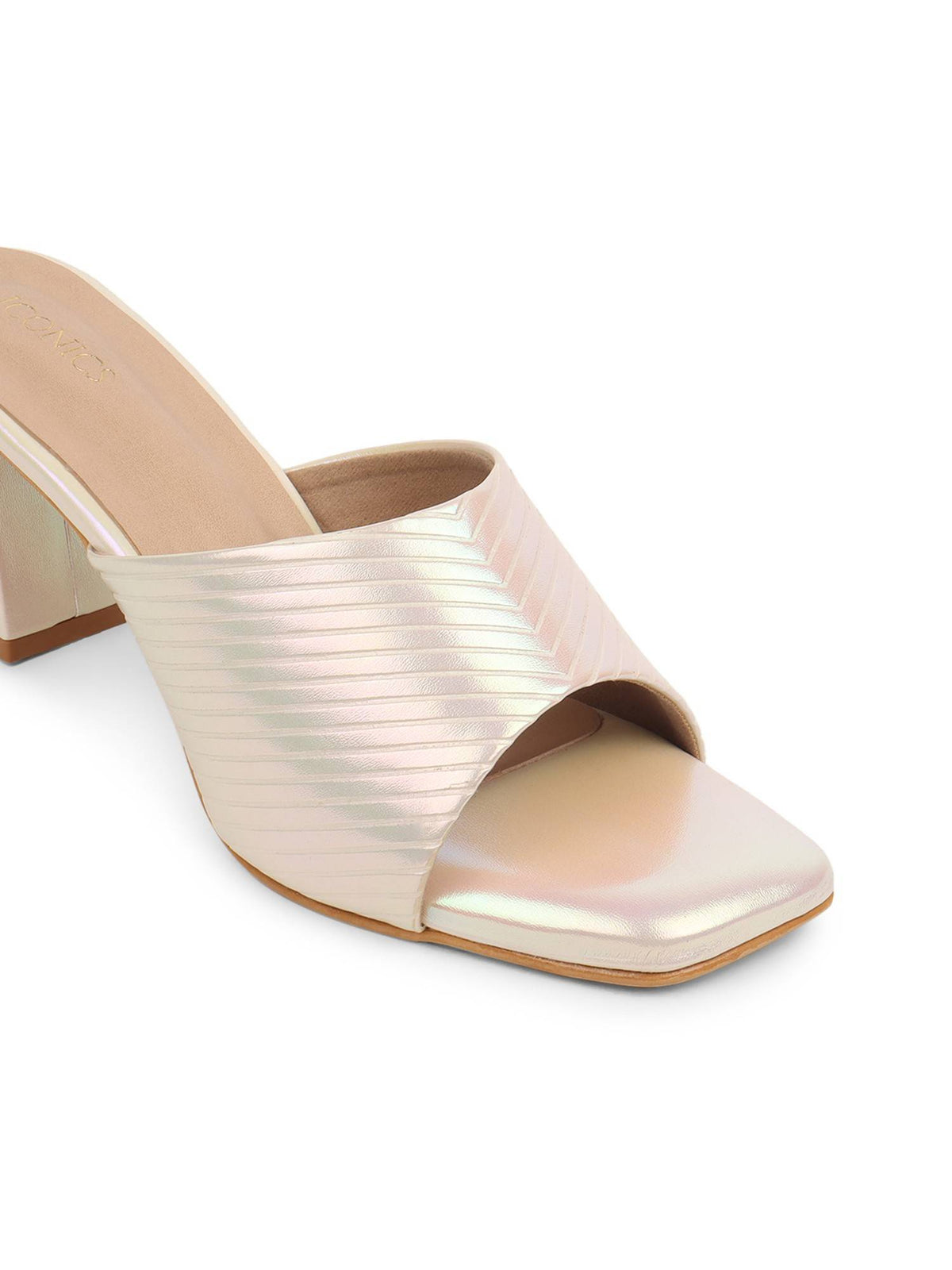 Gold Women Textured Heels | H78 - view 5