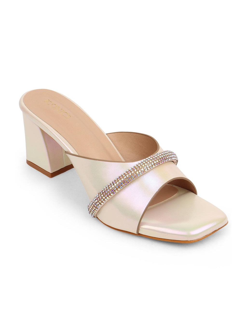 Gold Women Embellished Sequined Heels | H78 - view 2
