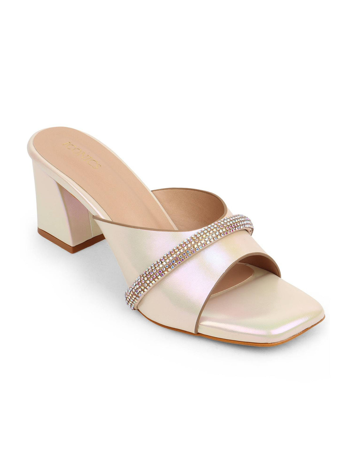 Gold Women Embellished Sequined Heels | H78 - view 2