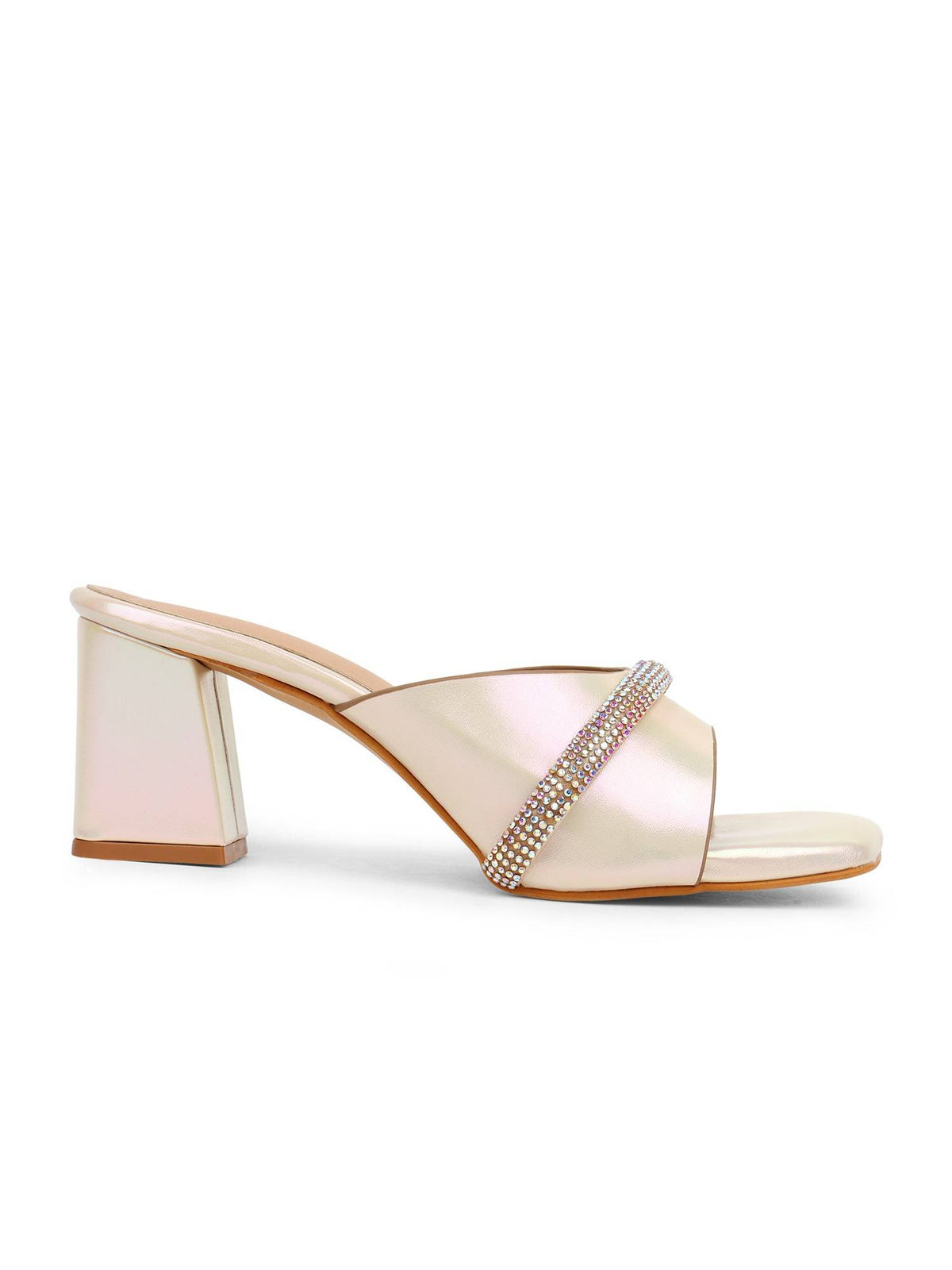 Gold Women Embellished Sequined Heels | H78 - view 3