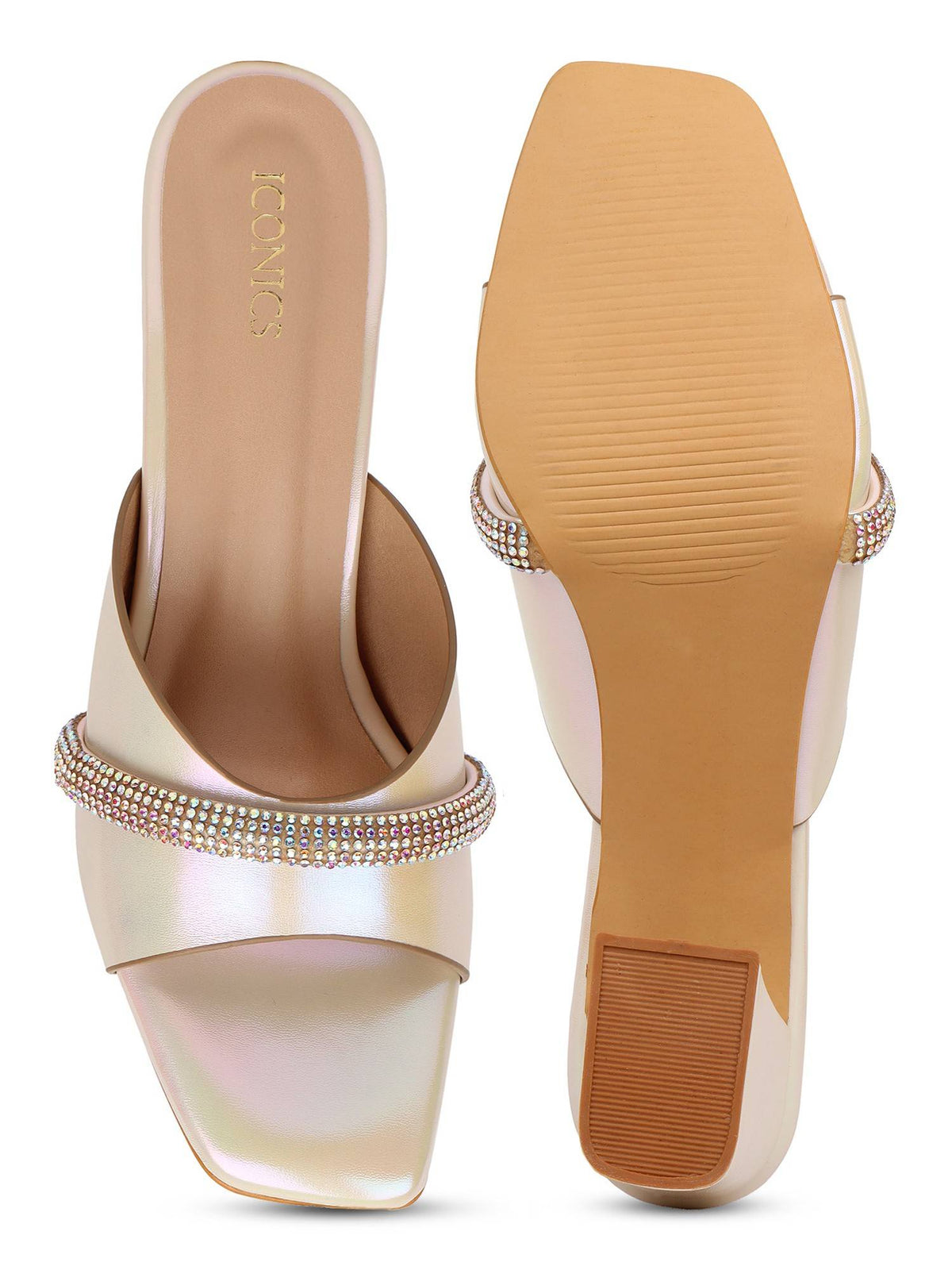 Gold Women Embellished Sequined Heels | H78 - view 5