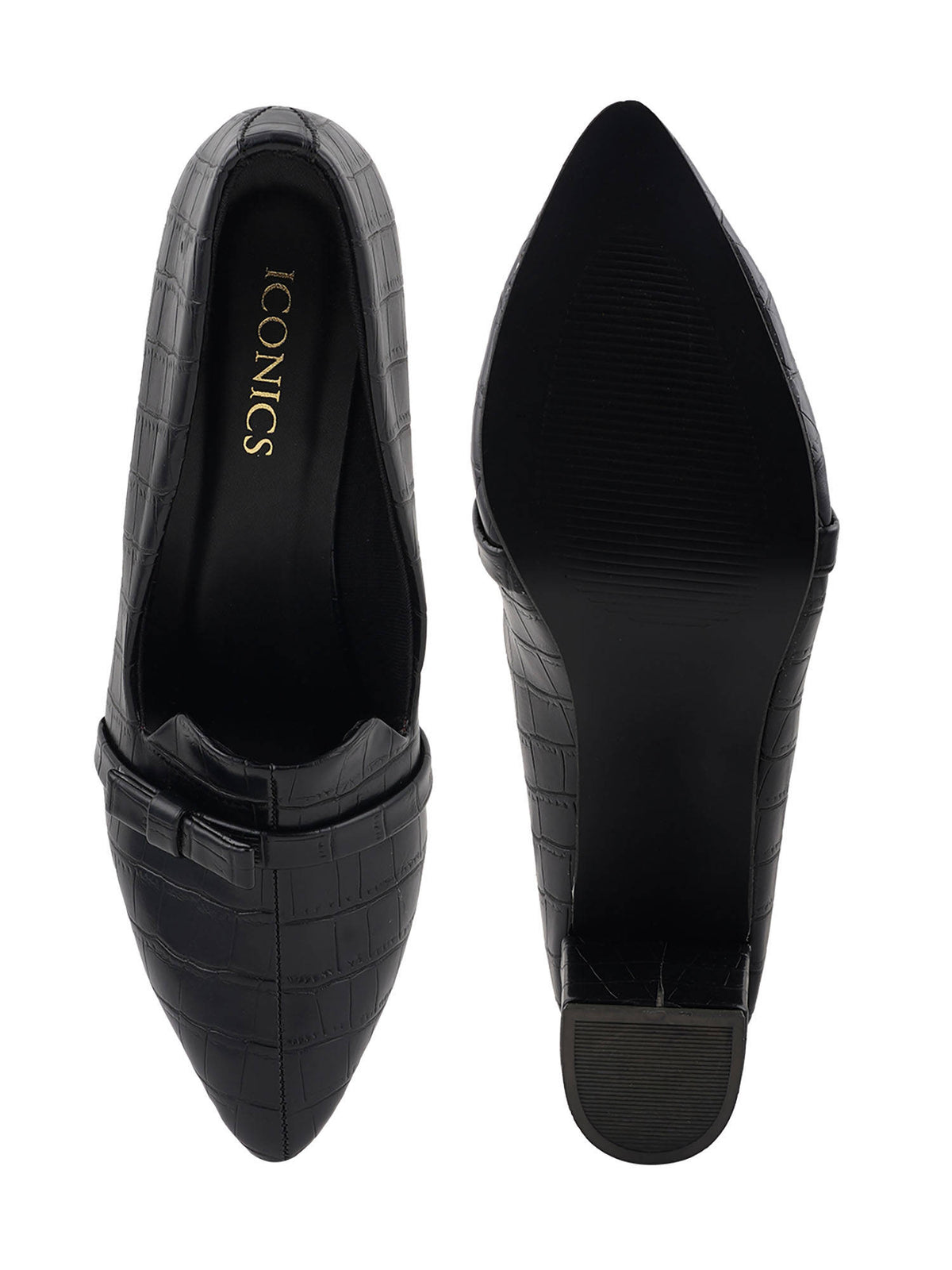 Black Women Textured Ballerinas | H78 - view 5