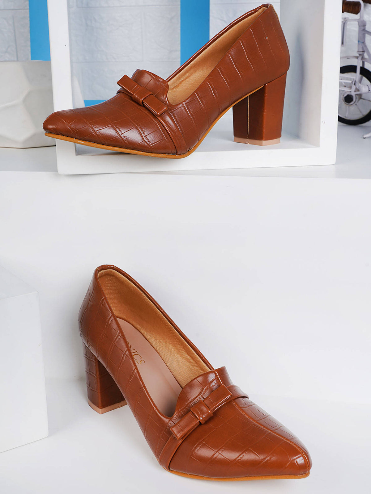 Tan Women Textured Ballerinas | H78 - view 7