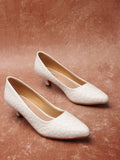 White Women Textured Ballerinas | H78 - view 1