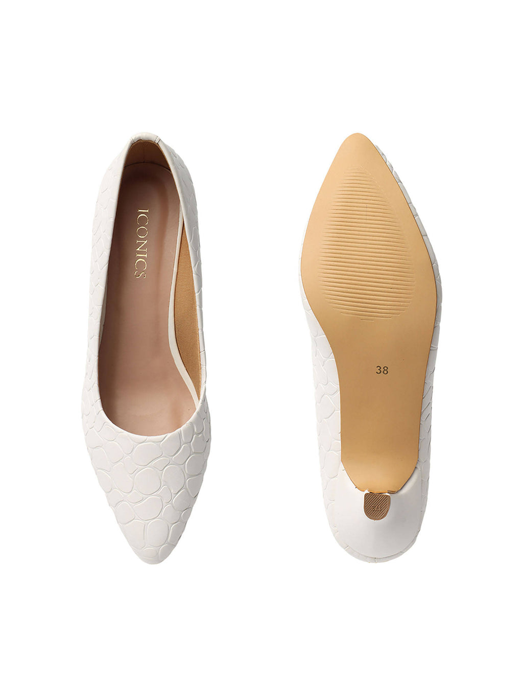 White Women Textured Ballerinas | H78 - view 7