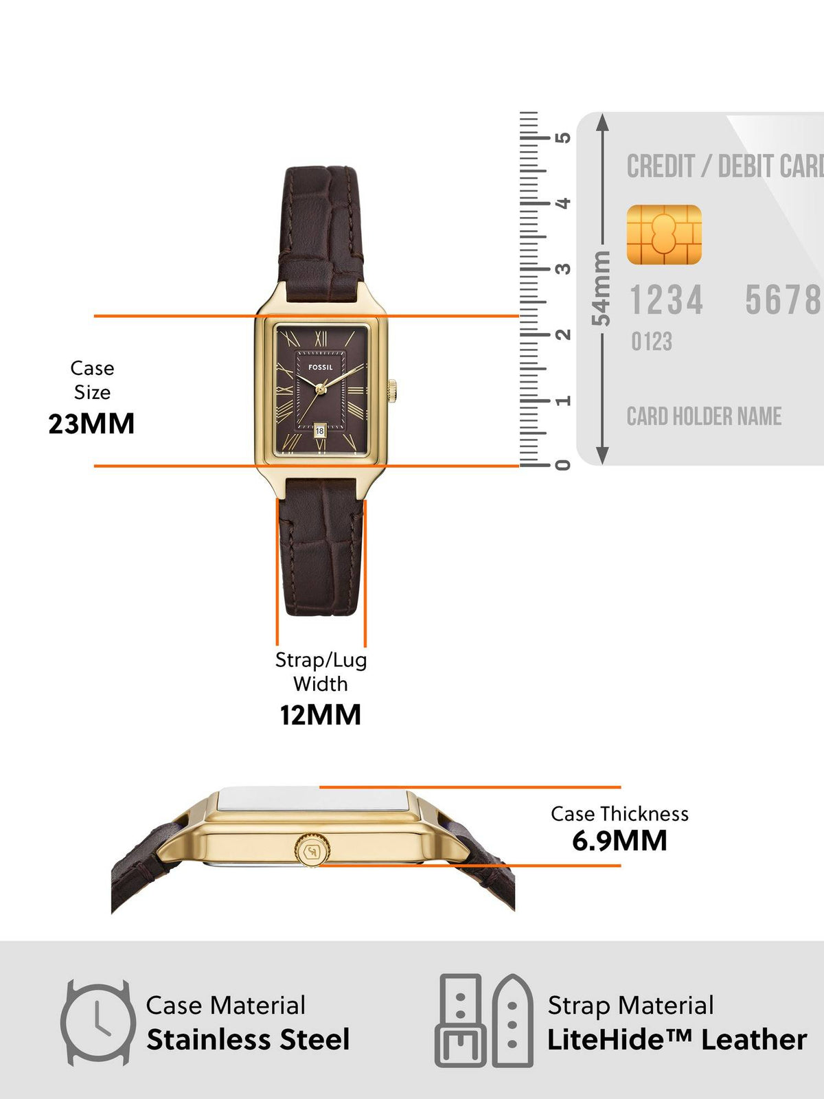 Women Brown Dial Rectangular Stainless Steel Watch - | W92 - view 5
