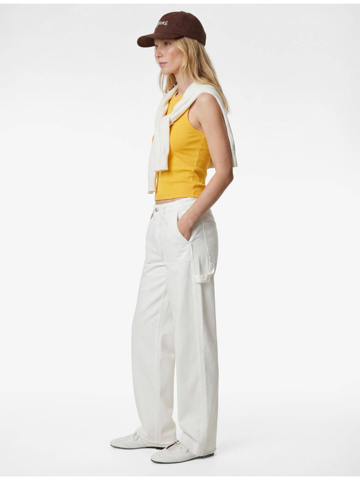 Womens Khaki Cotton Ribbed Tank Top | TT98 - view 2