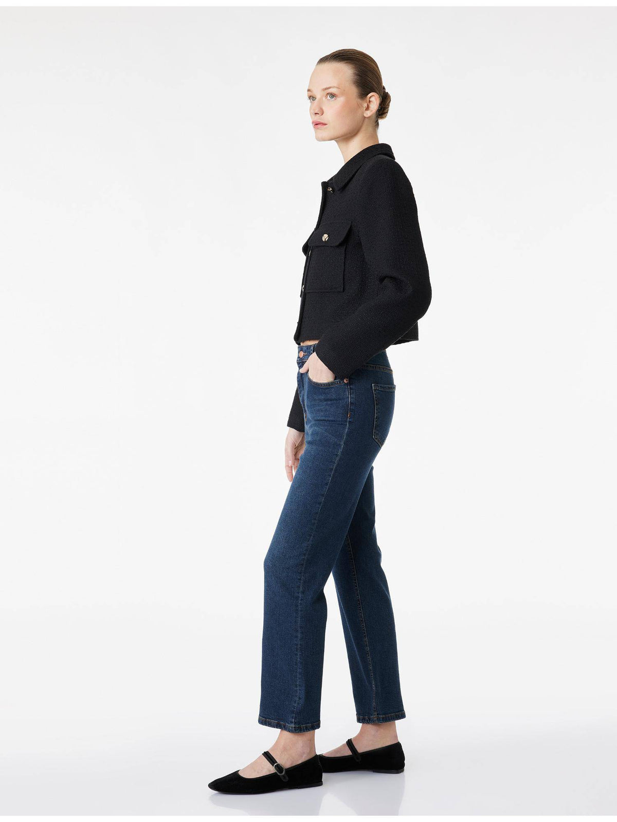 Womens Navy Blue Flare Jeans | BT10 - view 2