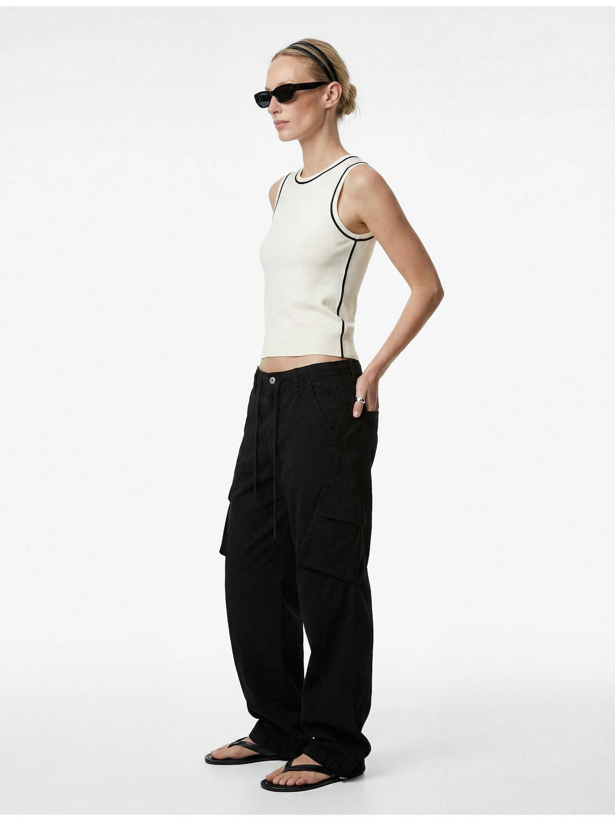 Womens White Knitted Tank Top | TT98 - view 2