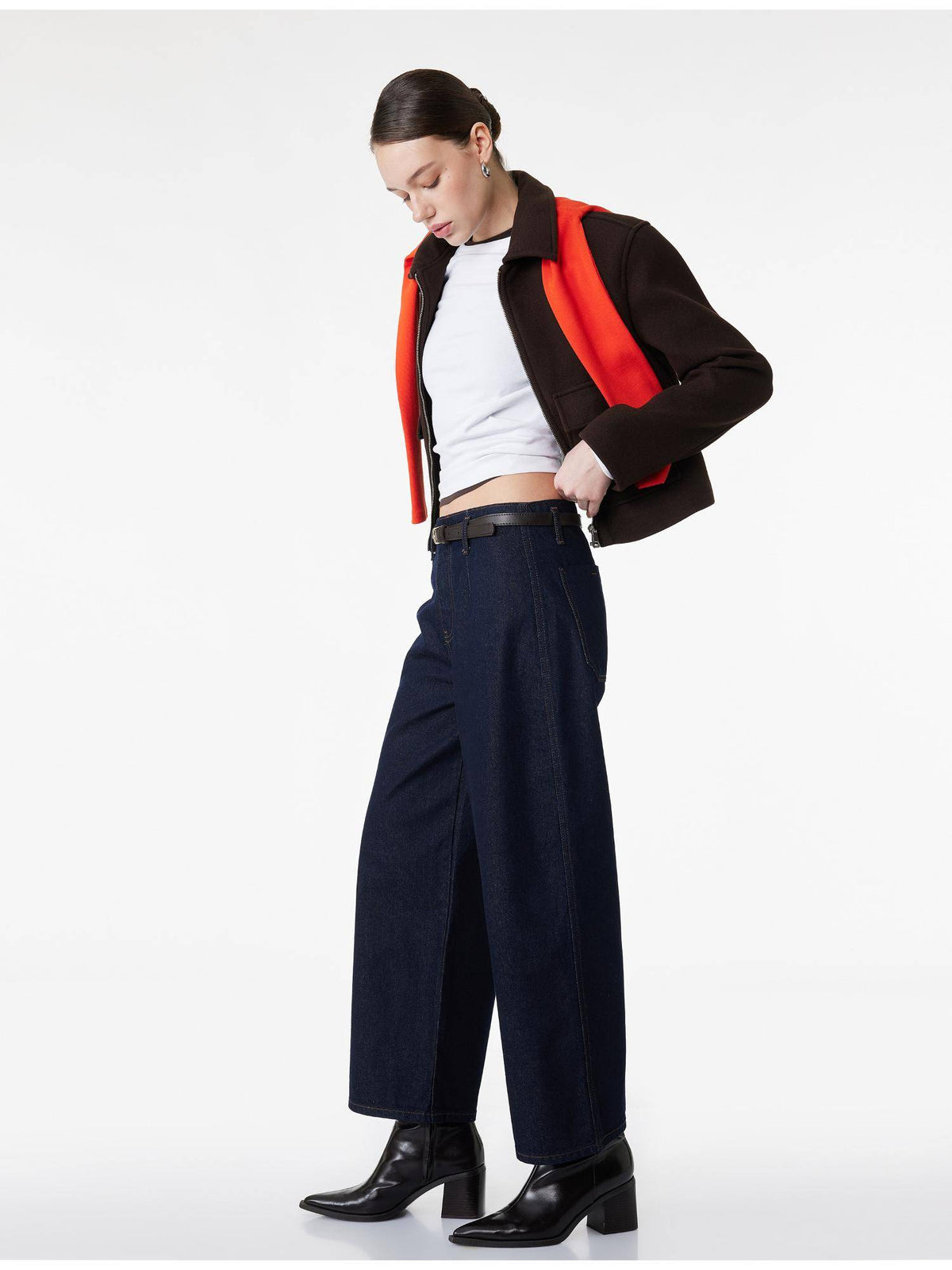 Womens Navy Blue Wide Leg Jeans | WL90 - view 2