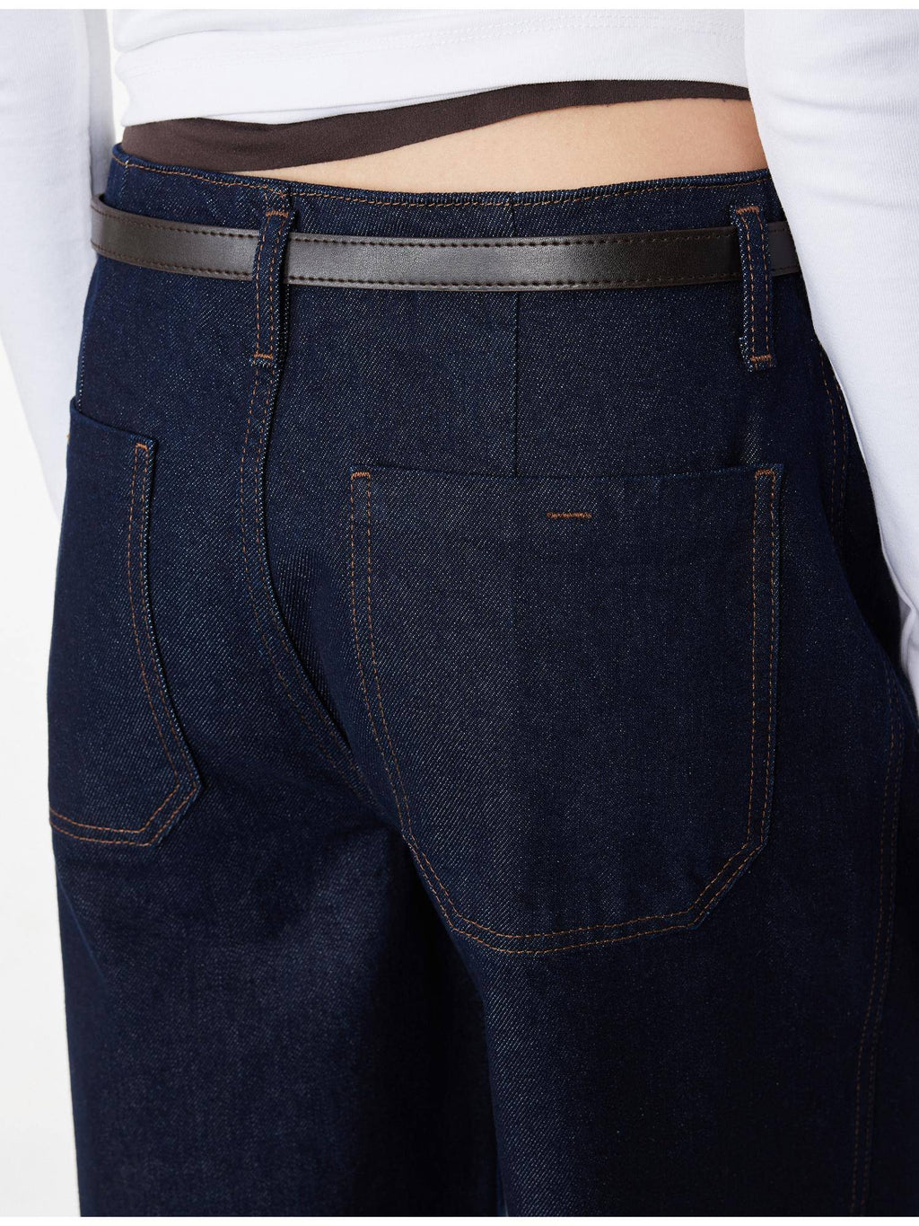 Womens Navy Blue Wide Leg Jeans | WL90 - view 4
