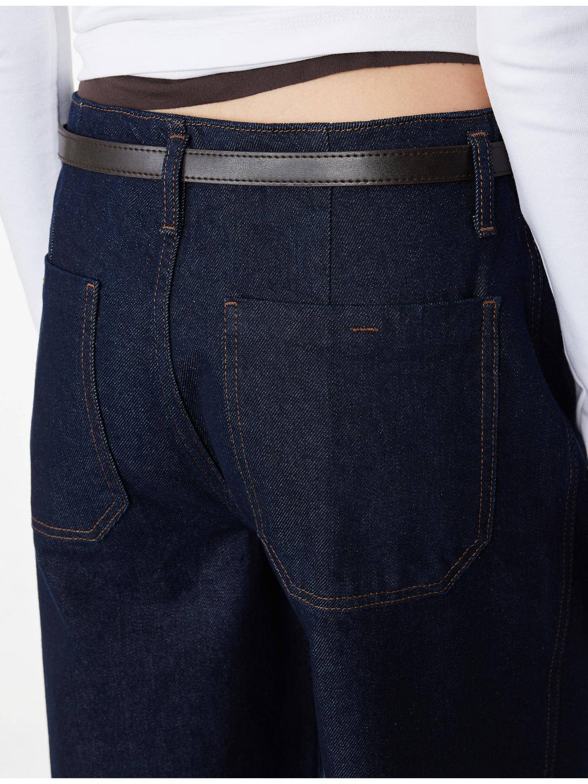 Womens Navy Blue Wide Leg Jeans | WL90 - view 4