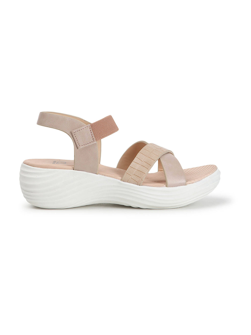 Beige Hook & Loop Women Casual Sandals | SD89 - view 5