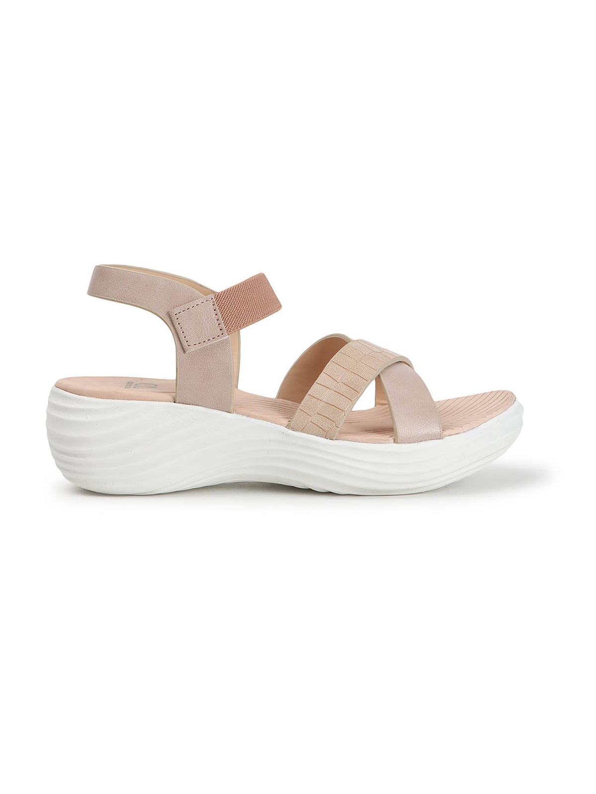 Beige Hook & Loop Women Casual Sandals | SD89 - view 5