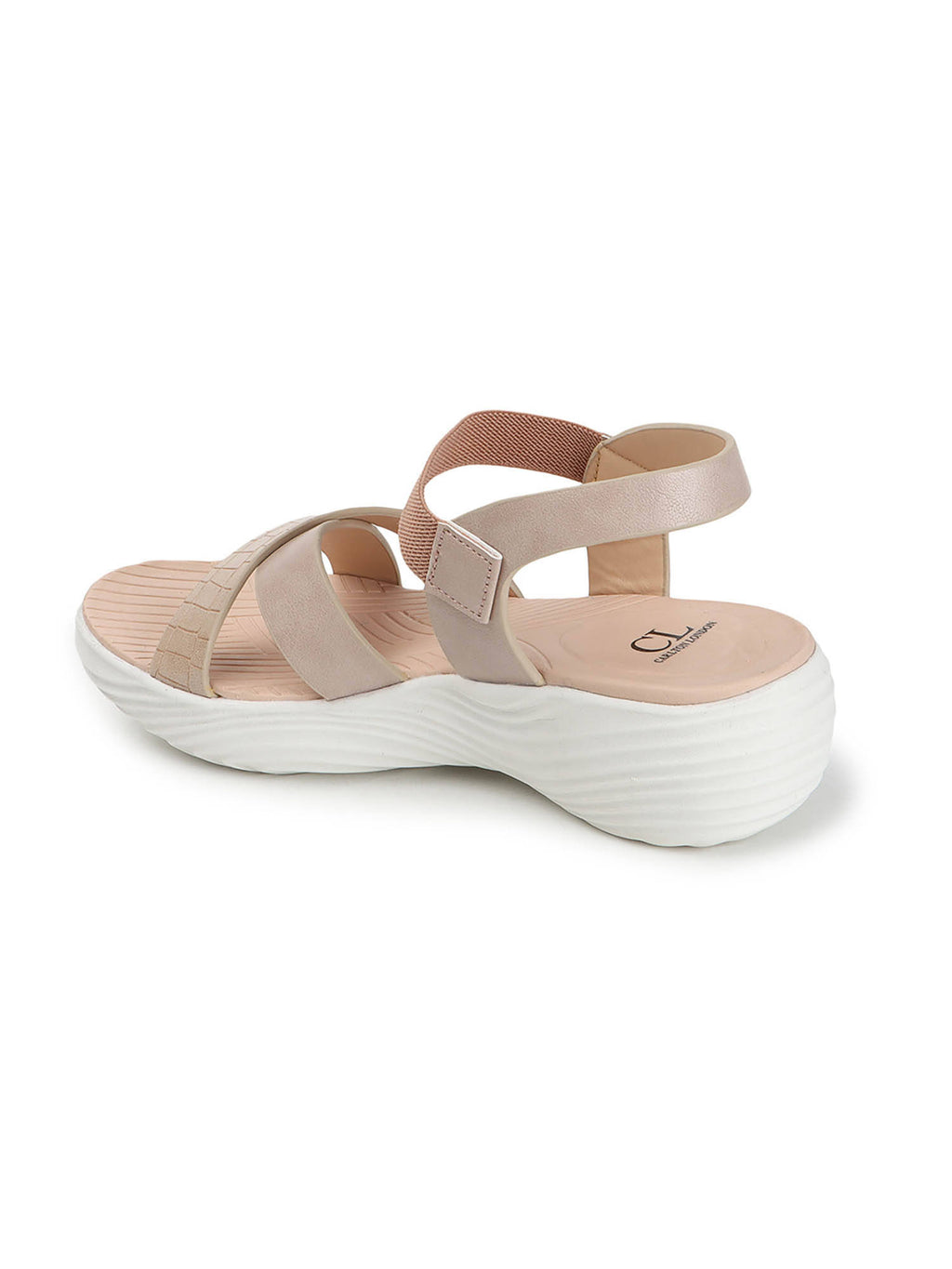 Beige Hook & Loop Women Casual Sandals | SD89 - view 6