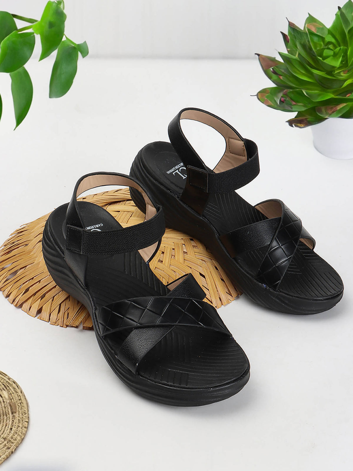 Beige Hook & Loop Women Casual Sandals | SD89 - view 9