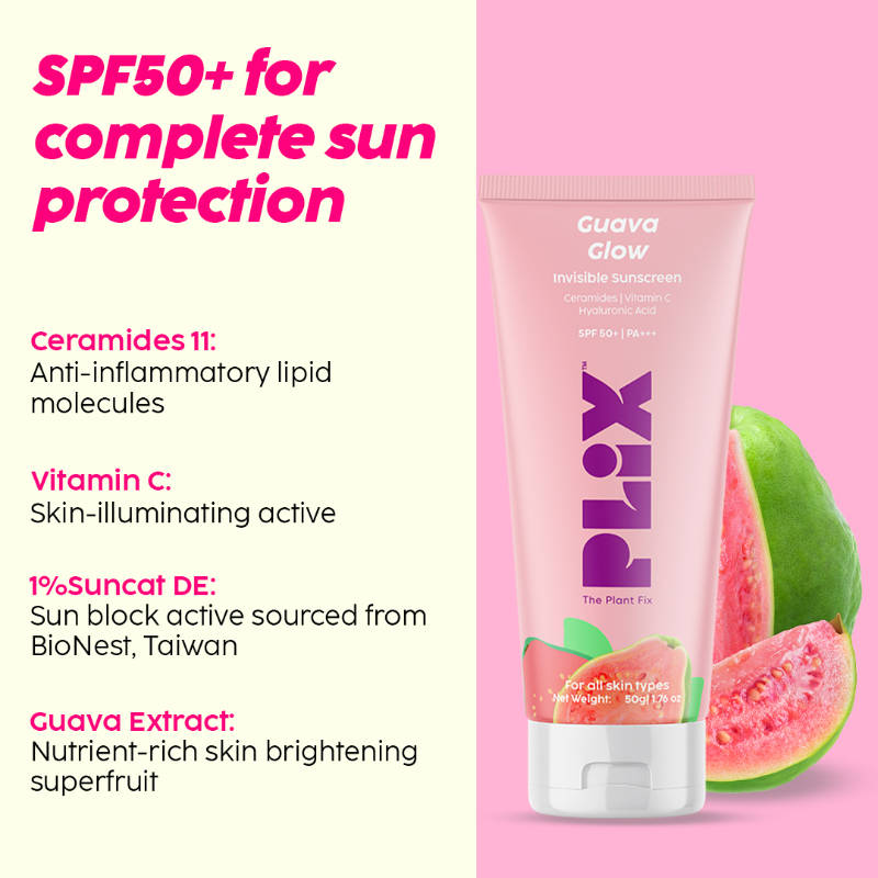SPF 50+ Guava Glow Invisible Sunscreen Gel For UV A, UV B Protection with Ceramides and Vit C | PL1 - view 4