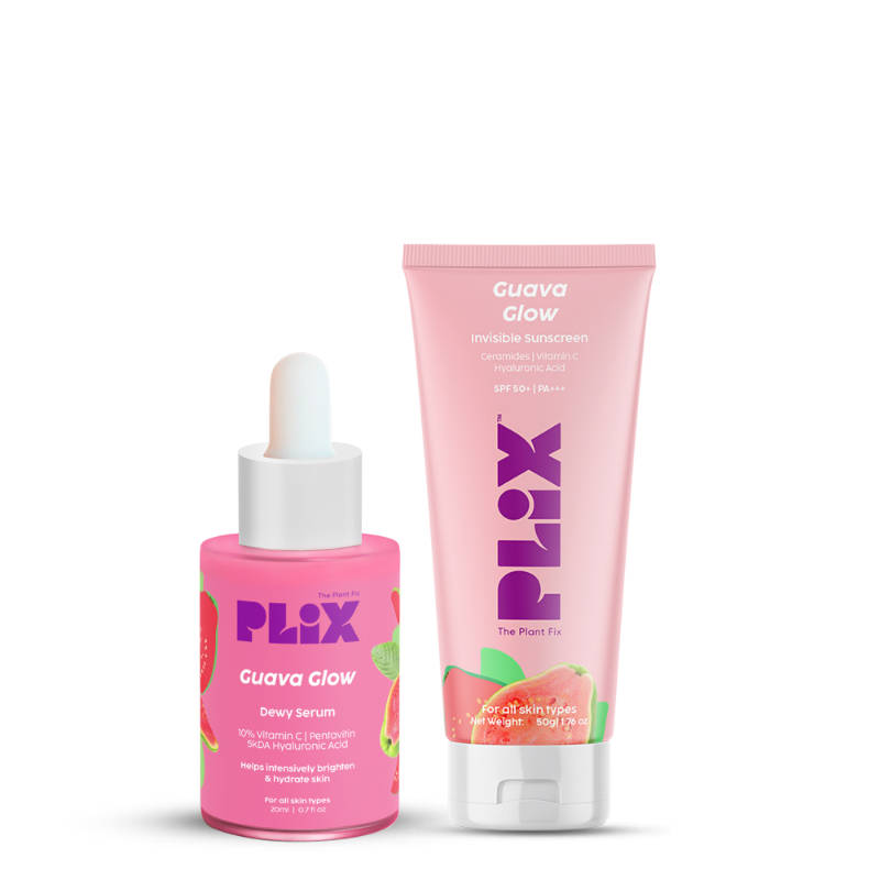 SPF 50+ Guava Glow Sunscreen & 10% Vitamin C Face Serum Combo, Glowing Skin With Ceramides | PL1 - view 1