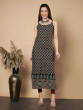 Women Floral Print Straight Cotton Green Stitched Kurta | FY93 - view 1