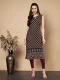 Women Floral Print Straight Cotton Maroon Stitched Kurta | FY93 - view 7