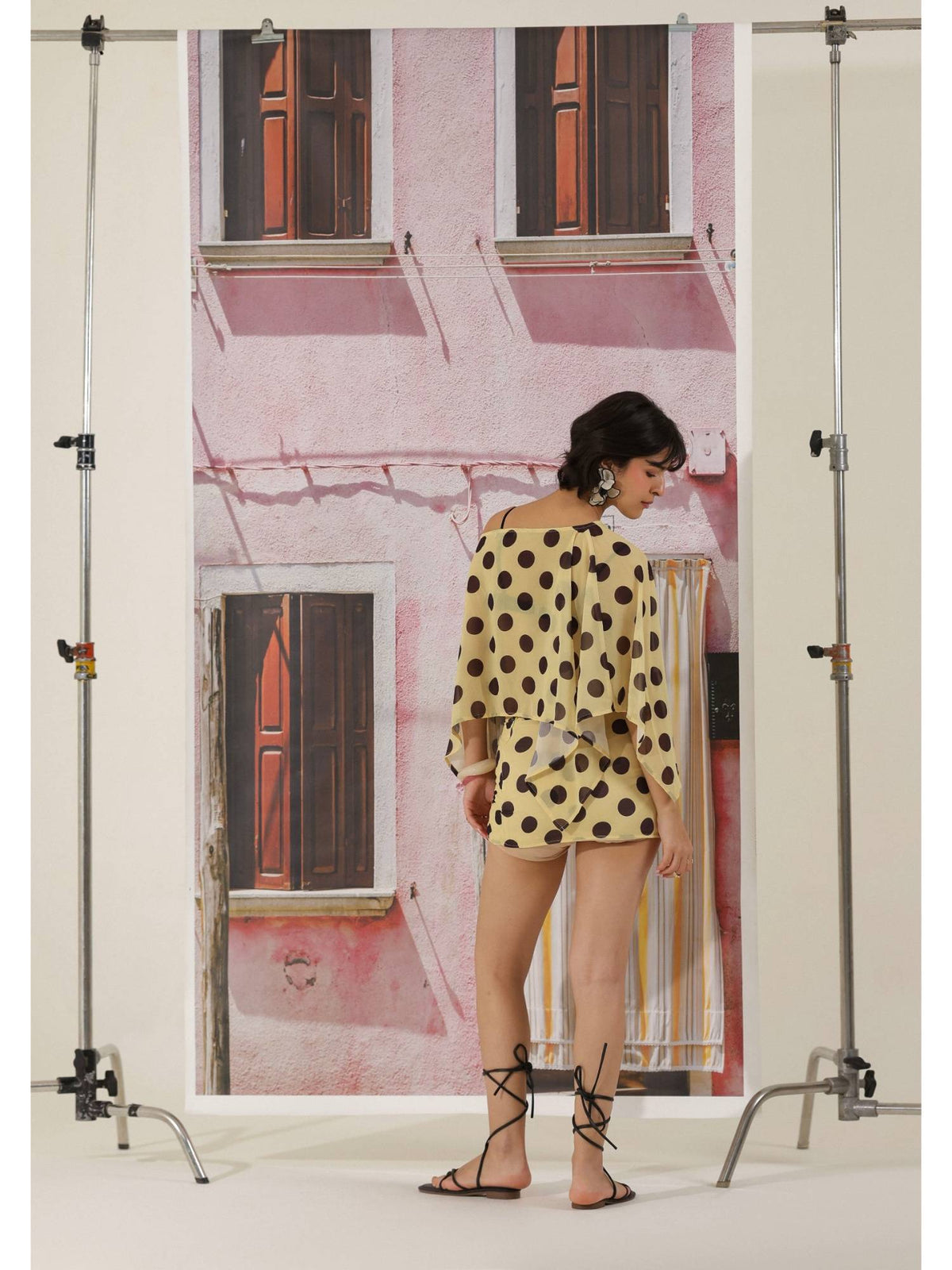 Women Yellow Butter Mocha Polka Dot Top | CT61 - view 2