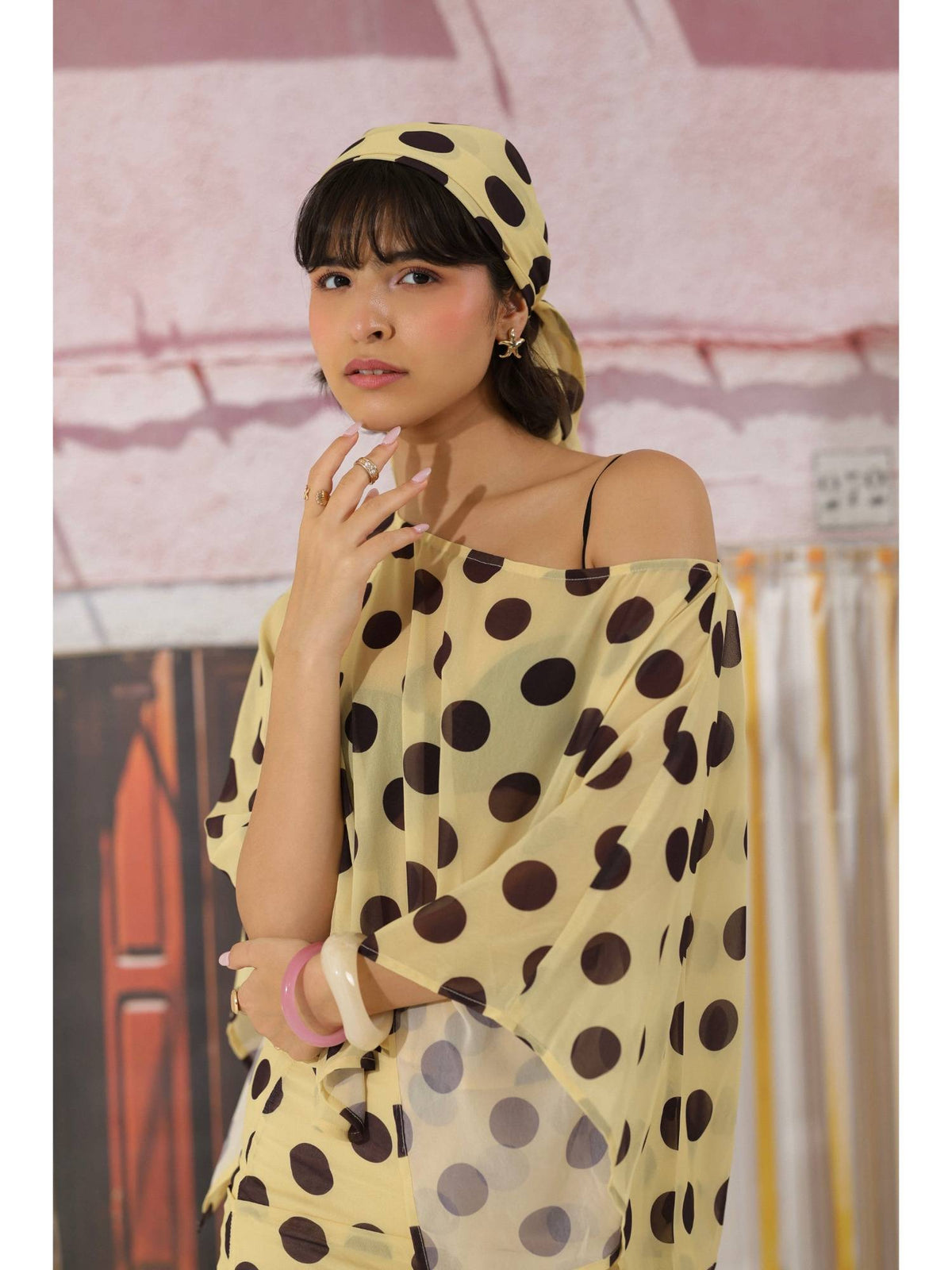 Women Yellow Butter Mocha Polka Dot Top | CT61 - view 5
