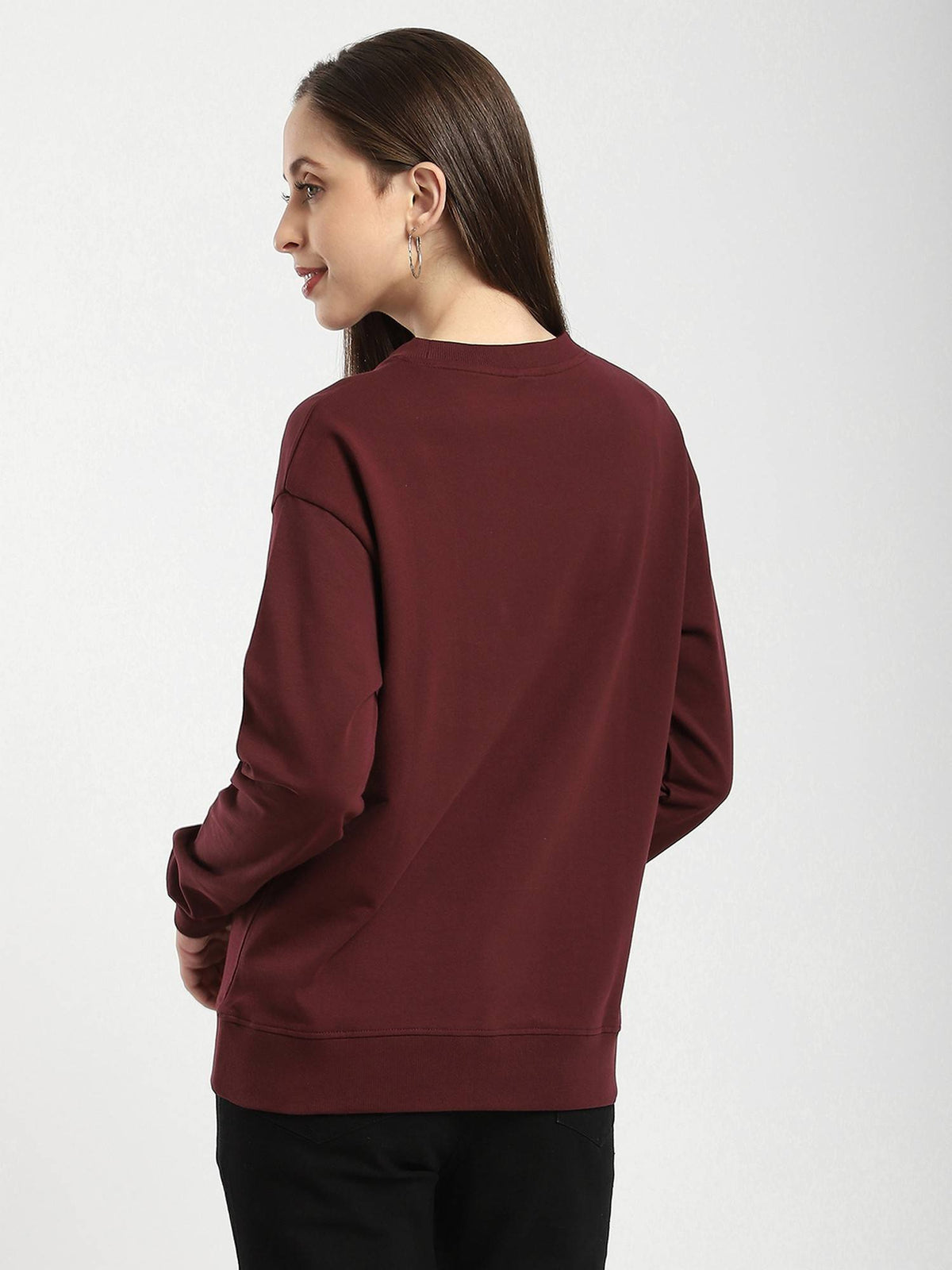 Wine Cotton Regular Fit Women Sweatshirt | SS90 - view 3