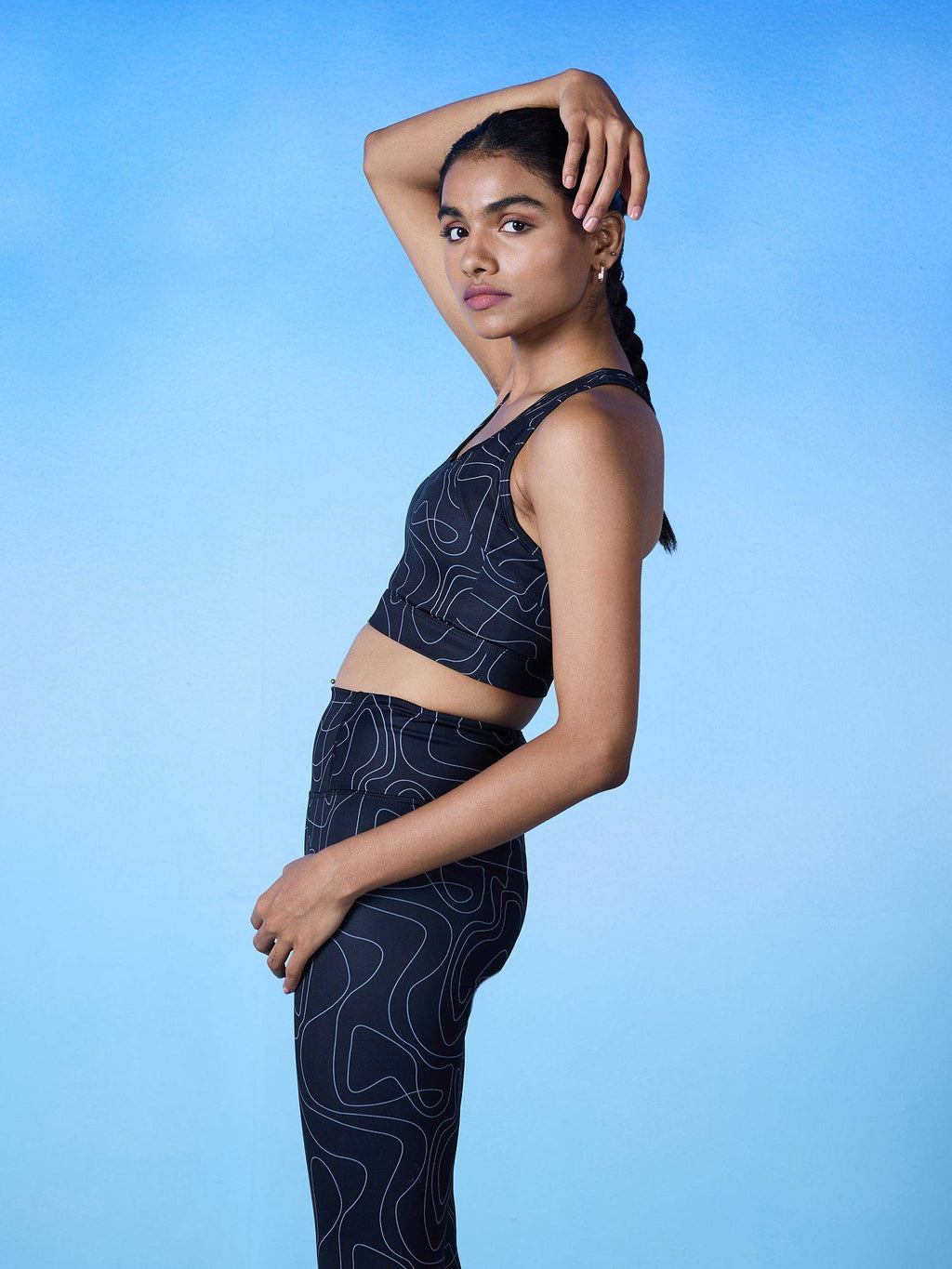 All Day On Trend Sports Bra With Keyhole Back, Doodle Black Print - | sb09 - view 5