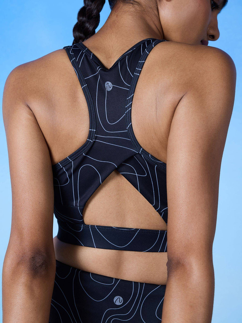 All Day On Trend Sports Bra With Keyhole Back, Doodle Black Print - | sb09 - view 6