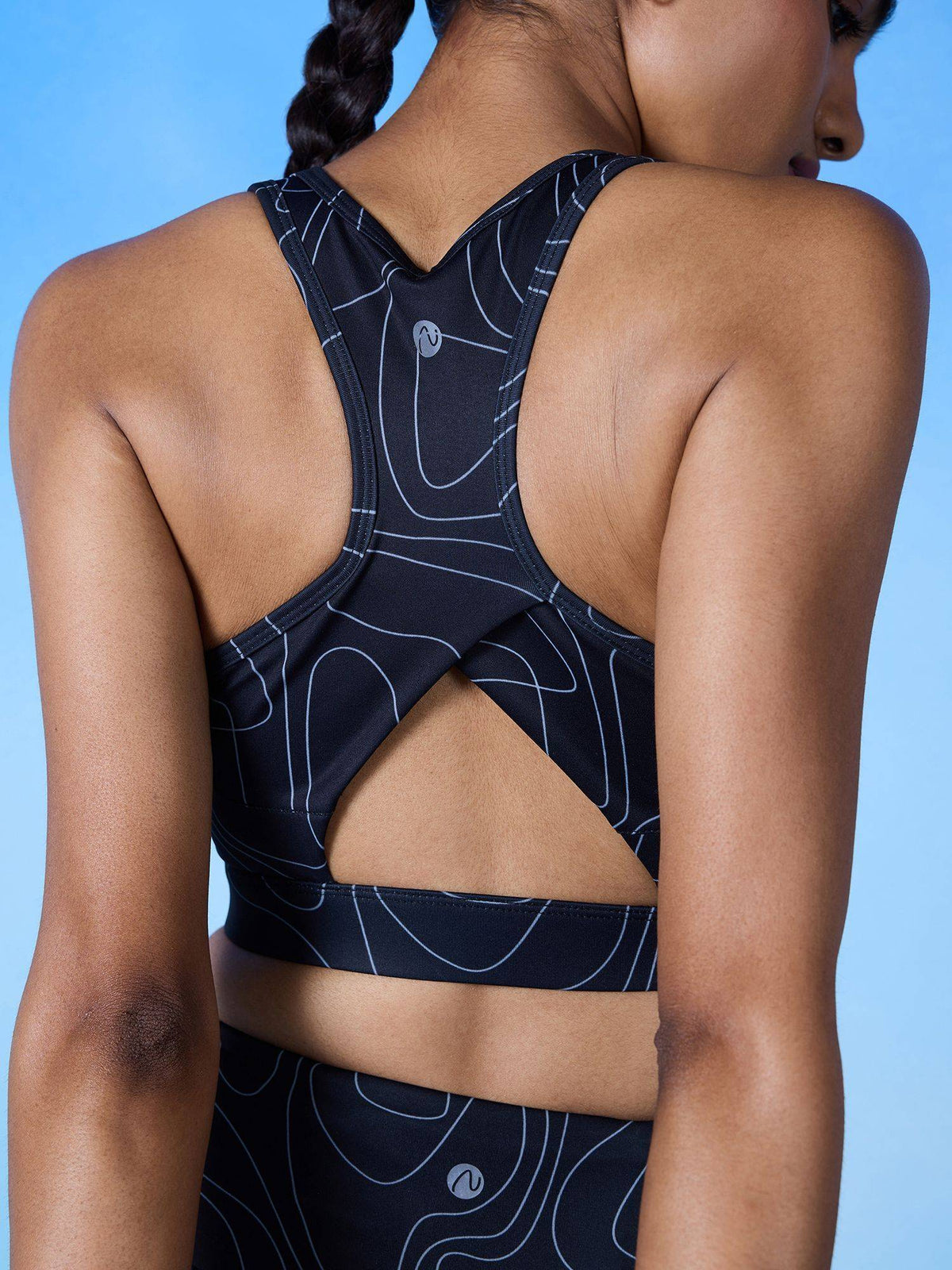 All Day On Trend Sports Bra With Keyhole Back, Doodle Black Print - | sb09 - view 6