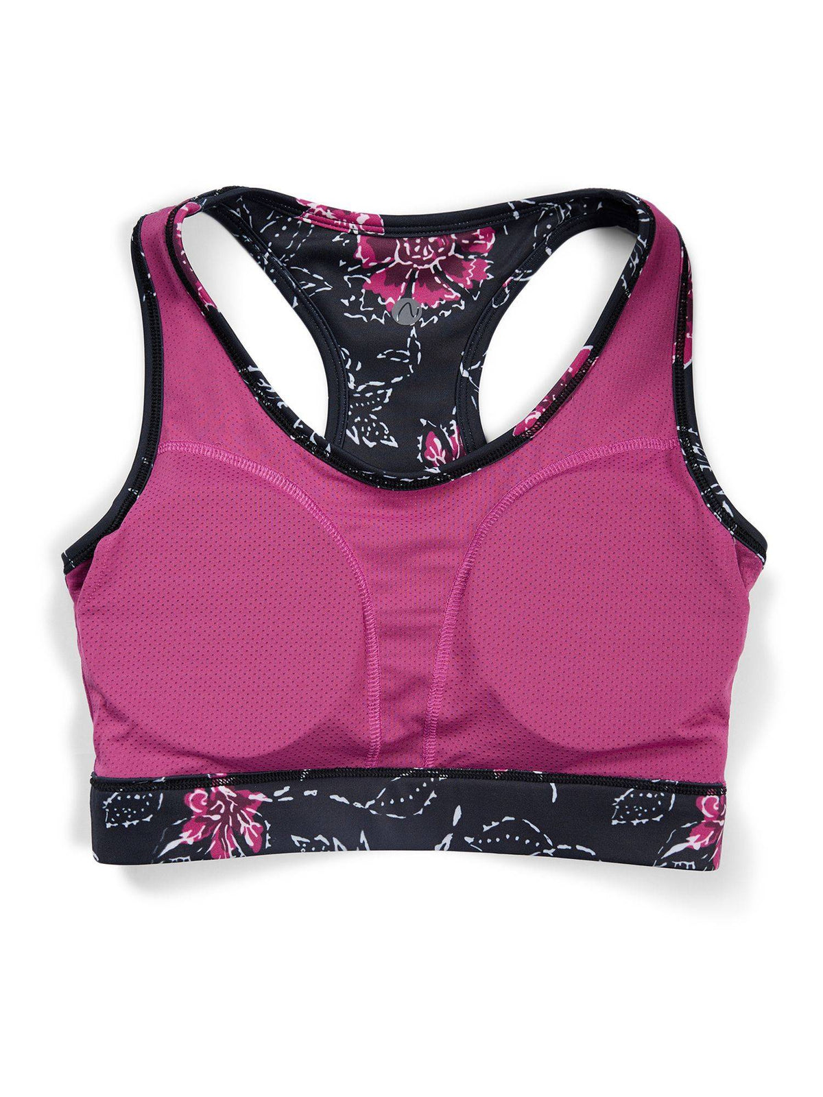Medium Impact Sports Bra with Keyhole Back, Batik Black Print - | sb09 - view 8
