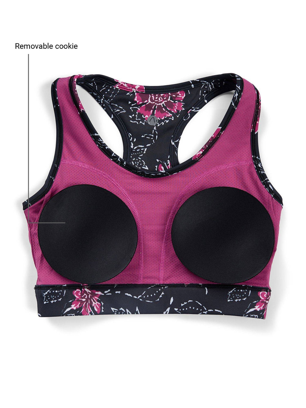 Medium Impact Sports Bra with Keyhole Back, Batik Black Print - | sb09 - view 9