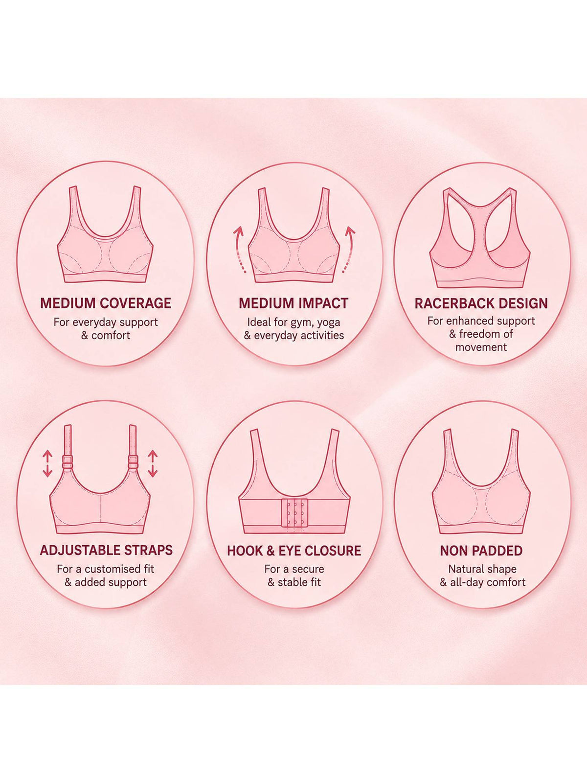 Multiway Adjustable High Impact Bounce Control Padded Sports Bra NYK908 Jet Black | sb09 - view 14